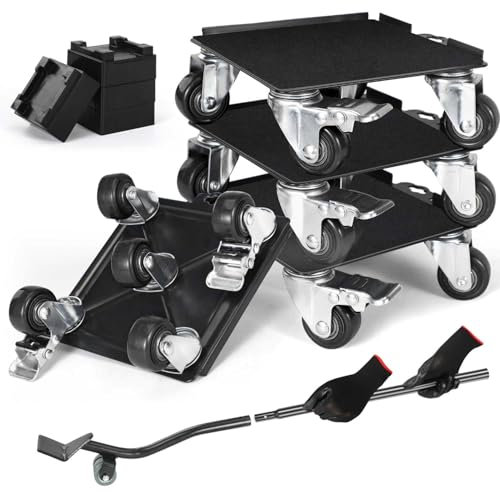 Schwerlasttransporter mit Rädern, strapazierfähig für Klavier- und Billardtische, sicheres Transportgerät, Doppellager und Feststeller, 360° drehbare Rollen, Tragkraft 2000 Pfund, (6,3 x 6,3 grau)