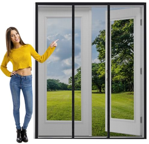 Fliegengitter Tür für Balkontüren 230x255cm Schwarz Insektenschutz Wohnmobil TüR waschbar für Schiebetür Balkontür Terrassentür