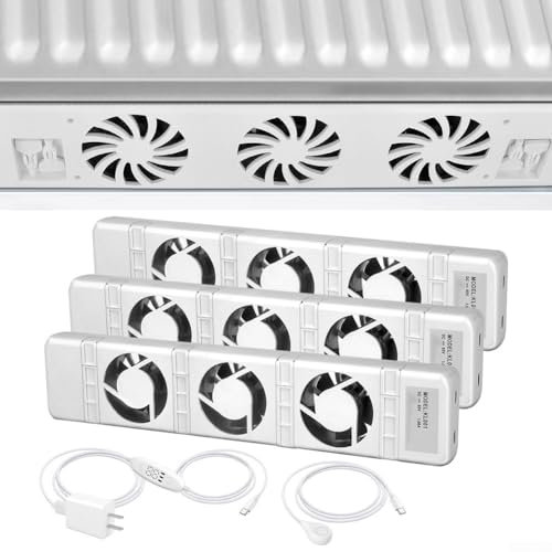 Ventilatore Per Termosifoni, Intelligente Ventola Di Riscaldamento, Amplificatore Di Riscaldamento Per Radiatori E Stufe Superiori A 50 Cm, Flusso D'aria 100 CFM/160 M³/h(Trio set)