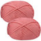 Häkelgarn Baumwolle Wolle zum Häkeln Chenille 2x50g Häkelwolle,Crochet Yarn Dickes Baumwoll-Nylon-Mischgarn Häkelgarn für Anfänger Dunkelrosa Garn