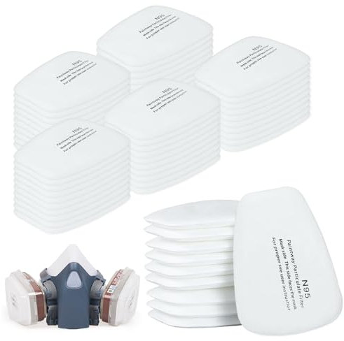 60 Stück Atemschutzmaske Filter, 5N11CN Baumwoll Einsatzfilter Staubfiltermaske Austauschbares Partikelfilter-Set Filter Gegen Organische Dämpfe, Sprühfarbe für 7502 6800 6200 6000 FF40275