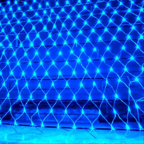 KINGCOO Battery Operated Net String Lights, 96LED Mesh Waterproof Curtain Lights 8Modes for Indoor Outdoor Christmas Garden Yard Party Wedding Holiday Wall Decor (Blue, 1.5x1.5M)