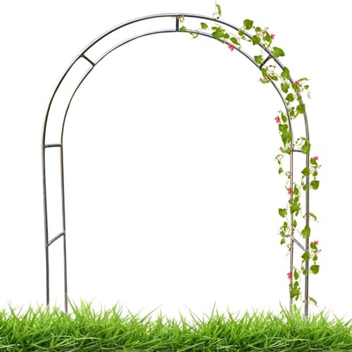 Stahlrahmen Gartenbogen Laube Rankhilfe 2,2m Metall Gartentorbogen für Kletterpflanzen und Hochzeitsdekoration