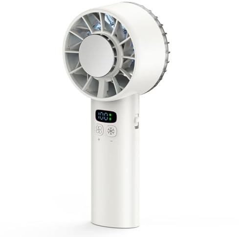 Portátil de Mano Recargable, Mini Ventilador Turbo, Ventilador de Mano Con Batería de 5200mah, Refrigeración, Velocidad Ajustable (1-100), Adecuado para Viajes y Exteriores (Beige)