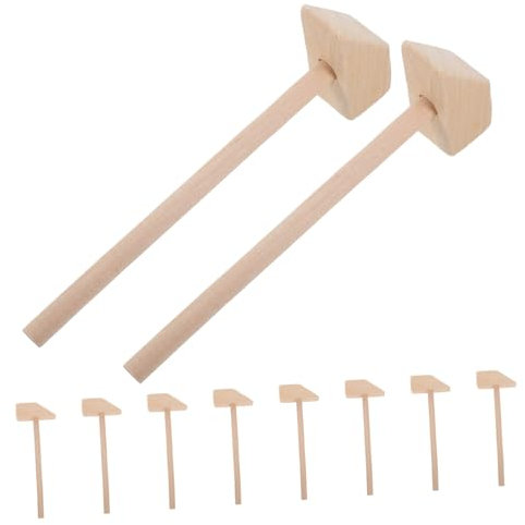 Toyvian 10 Stück Hammerspielzeug Kinderspielzeug Holzhammer Mini Kinderknallzeug Holzbearbeitung Werkzeug Block Hammerwerkzeuge Minihammer DIY Bastelarbeiten Partygeschenke FüR Partygeschenke, Khaki