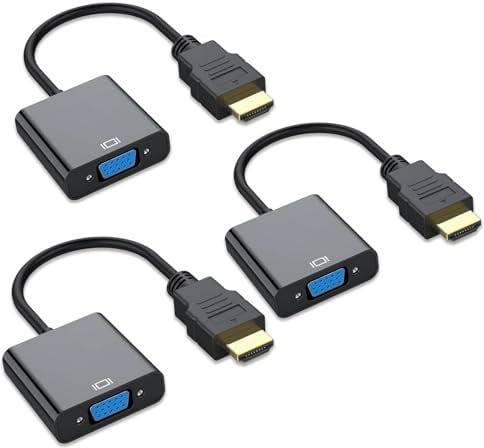 HDMI to VGA Adapter Gold-Plated, Uni-Directional Male to Female Converter Compatible with Computer, Laptop, Monitor, Projector, HDTV, Raspberry Pi, Xbox, Roku