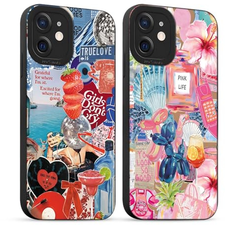 Krdvekm 2 Stück Handyhülle für iPhone 11 hülle 6,1, Aesthetic Summer College-Stil Rosa Schleife Muster Design Schutzhülle Schwarz Silikon Mädchen Cute Case Stoßfest Kameraschutz Bumper Cover, 5