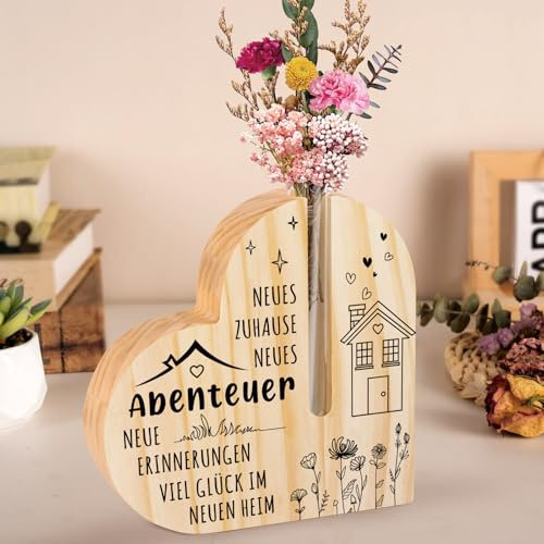 Einzugsgeschenke Haus - Herzförmige Holzblumenarrangements Ornamente | Umzugsgeschenk, Geschenk zum Einzug ins Neuen Haus, Neue Wohnung Geschenke, Einweihungsgeschenk Wohnung
