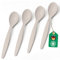 Bio Löffel 4er Set – 14 cm Mehrweglöffel Eierlöffel BPA-frei, spülmaschinengeeignet & recycelbar – aus Zuckerrohr, leicht & schadstofffrei – ideal für Kinder, Picknick & Alltag – Made in DE - Creme