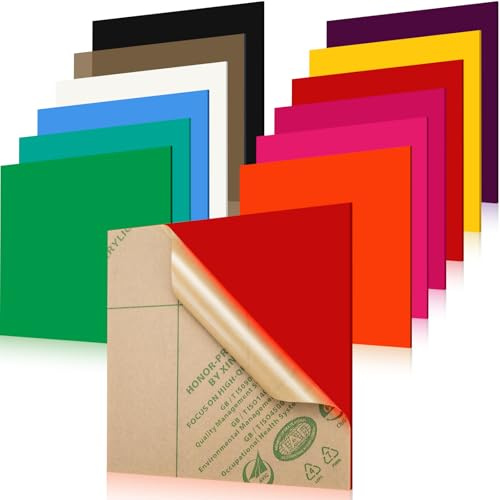 12 Stück 30 x 30 cm Bunt Acrylglas Platten, Farbige Acrylplatten zum Laser, 3 mm Dicke Acryl Kunststoffplatte für Lasergravur Lasercutter Basteln Dekoration DIY Projekte Sägen & Schneiden, 12 Farben