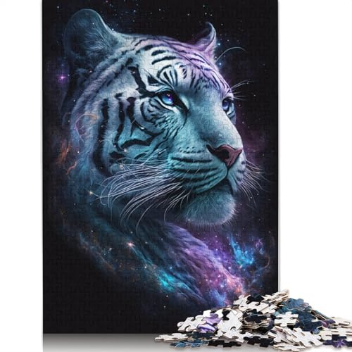 Art White Tiger Galaxy Puzzle Relax Challenge Spielzeug Papier Rechteckiges Puzzle für Jungen oder Mädchen 1000 Teile (38 x 26 cm)