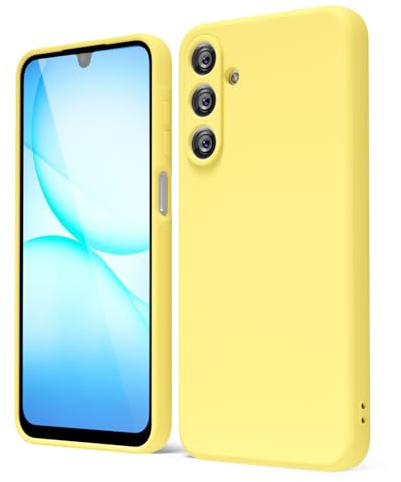 oakxco for Samsung Galaxy A17 5G Case Silicone, Thin Slim Grip Soft Rubber Gel Protective Phone Case for Women, Matte Plain Solid Color Aesthetic Cute Girly Case with Camera Cover, Yellow