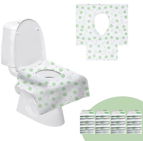 Surplex Copri WC usa e getta, universali, Copertura Igienica Monouso per WC Viaggio per bambini, donne incinta, campeggio, Antibatterico Dimensione Universale (Trifoglio quadrifoglio-20PZ)