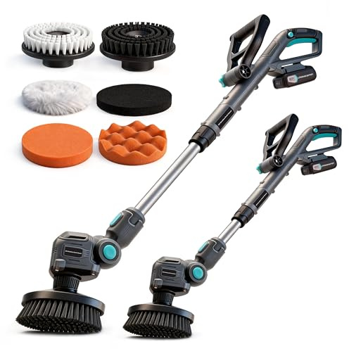 BLUEMARS 20V Cordless Electric Cleaning Brush, Heavy Duty Spin Scrubber for Bathroom, Tile Floor, Outdoor & Shower, Power Scrubbing Tool with Replaceable Brush Heads, Floor Cleaner,Patio Cleaner