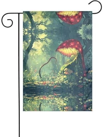 Wzywhj The Mysterious Venus Flytrap Waits Pattern Summer Garden Flag Double Sided Decoration Courtyard 12x18in