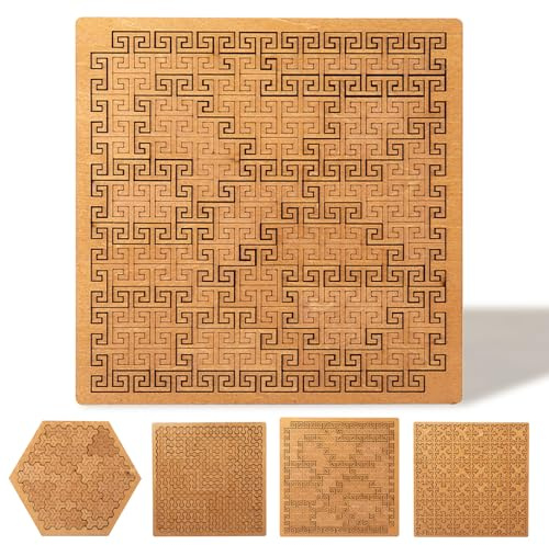 Fractal Tray Puzzles, Unique Irregular Wooden Labyrinth, Difficult Challenging Impossible Puzzle for Adults, Reverse Thinking No Image Puzzle, Mind Games for Family Party Gift (Style2)