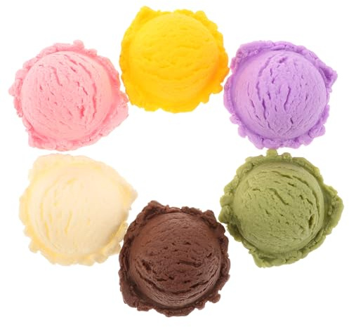 LALADEFIEE Künstliche Eiskugeln 6 Stück Vielseitige Kunst Eiscreme Requisiten Größen für Eisdielen Dekoration und Kreative Displays