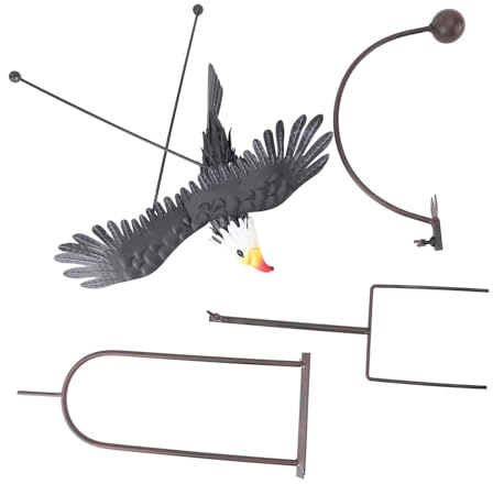 NUMNBE Bald Eagle Gartenfigur, Handgefertigte Eisen Skulptur, 38 cm Spannweite - Wetterfestes Windspiel Mit Beweglichen Flügeln, Dekoration Für Garten Und Terrasse