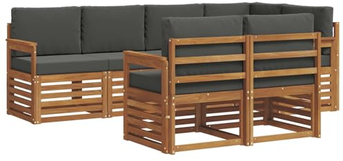 vidaXL Sofagarnituren 7 pcs Natur und Anthrazit Massivholz Akazie, Garten-Sofa, modernes Outdoor-Sofa, langlebige Lounge, Bequeme Terassensitze für Dein Wohnzimmer
