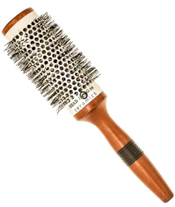 Head Jog 73. 43mm Ceramic Wooden Radial Round Brush For Styling Hair | Ceramic Barrel For Smooth Hair With Shine. Versatile Wooden Hair Brush.