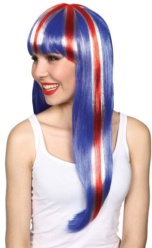 Wicked Costumes Long Union Jack Wig, British Fan Fancy Dress for Adults