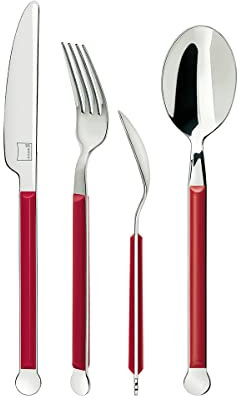 Giannini La Posateria Set Posate, Acciaio, Rosso, Taglia Unica