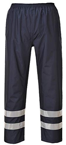 Portwest S481 Iona Lite Rain Trousers Two Side Pass Through Pockets Medium | Navy, Large, EN 343 Class 3:1, EN 17353, CE Certified, UKCA, 300D Oxford, Reflective Tape, Stud Adjustable Hems, Taped Seams