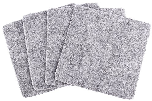 Glasuntersetzer 10er Set aus Filz in Graumeliert (und weitere Farben wählbar) für Tassen, Gläser und Getränker, edel und elegant, 10x10cm quadratisch, waschbar