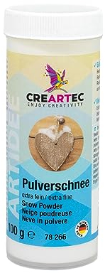 Artidee CREARTEC - Pulverschnee, extra fein - mit Glitzereffekt für Zauberhafte Winterlandschaften - 100g - Made in Germany