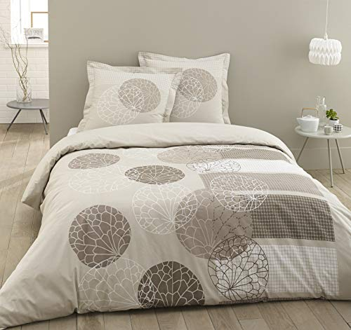 Vision Adèle Bettbezug mit 2 passenden Kissenbezügen, Baumwolle, Beige, Baumwolle, Elfenbein, 240 x 220 cm