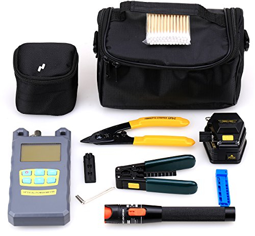 Cruiser 19 in 1 FTTH Fiber Optic Cable Connection Welding Tool Kit Optical Power Meter Visual Fault Locator Fiber Optical Cleaver Wire strippe Fiber Cable Tester Tool
