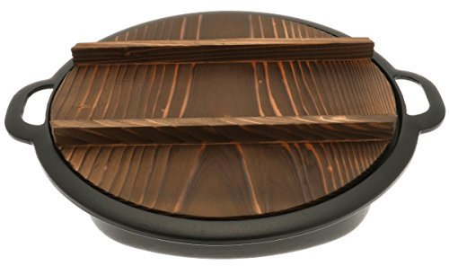 Iwachu 410-694 Gyoza-Pfanne mit Holzdeckel, groß, schwarz