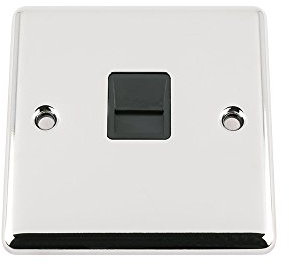 Master Telephone BT Plug Socket - Polished Chrome Classic - Black Insert