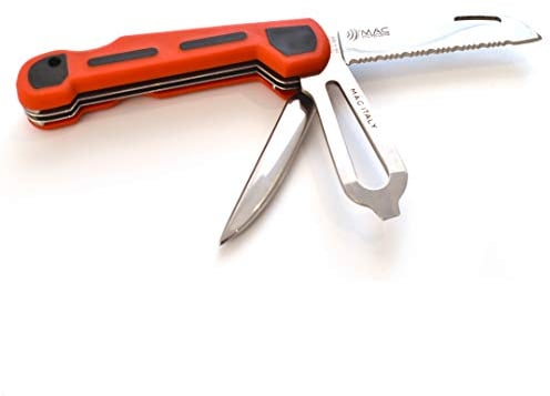 MAC SRL Coltello Nautico Skipper Nero/Giallo - Acciaio Inossidabile - PP con TPE - Multiuso - Outdoor