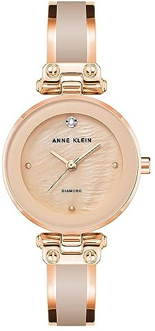 Anne Klein - Orologio da donna a bracciale rigido, con quadrante con vero diamante, Rosa