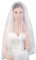 EllieHouse Women's Short 2 Tier Beads White Wedding Bridal Veil with Comb L40WT