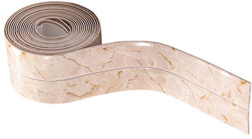 PETSOLA Guarnizione A Striscia per Vasca da Bagno Usata per Cucina, Doccia Stampata A Parete, Nastro Adesivo Flessibile per Sigillare Peeling Incollare - Marmo (2.6m x 4cm)