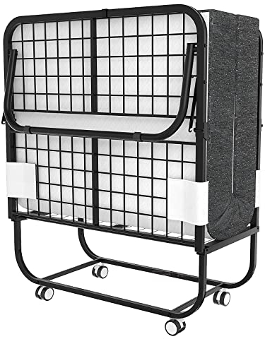 Foxemart Klappbett mit Matratze, tragbar, faltbar, Gästebett, Kinderbett, Rollbetten für Erwachsene, mit luxuriöser Memoryschaum-Matratze und super stabilem Rahmen, 190 x 78 cm
