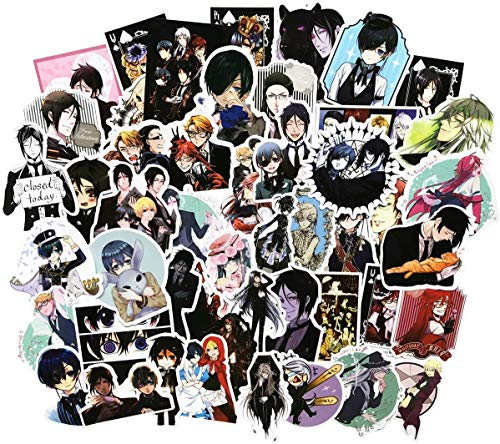 Anime Black Butler Laptops Stickers 50pcs Vinyl Aesthetic Waterproof Stickers for Hydro Flasks Water Bottle Stickers Laptops Motorcycle Bicycle Skateboard Luggage Decal Graffiti Patches (Black Butler)