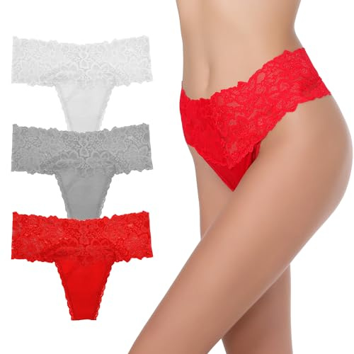 GAREDOB Hohe Taille Retro Baumwolle String 6 Stück Plus Size Pantys für Frauen, 3er-Pack C, Small