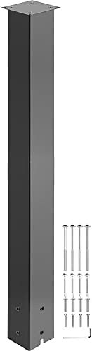 VEVOR Poste de Buzón 109,5 cm Soporte de Buzón con Recubrimiento en Polvo Soporte de Poste de Acero Q235 Poste de Montaje en Superficie para Acera y Calle de Acera Poste de Correo Universal, Negro