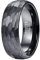 Vakki 8mm Wolfram Ring Schwarz Matt Herren Gehämmert Wolframcarid Ring Gebürstetes Finish Größe 56(17.8)
