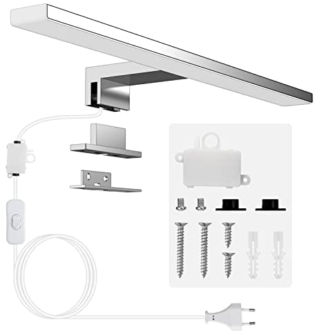 Aogled Lampada da Specchio Bagno 40CM con Interruttore,10W Applique Bagno Bianco Freddo 6500K&820LM,230V Luce Specchio LED Classe II