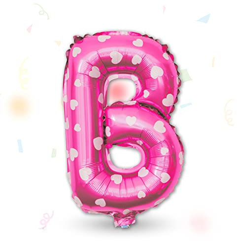 FUNXGO Folienballon Buchstaben Pink B - Buchstaben Luftballon Klein B - ca. 40cm Nur Luftfüllung - Ideal für Geburtstag, Hochzeit & Party Deko - Ballon Buchstabe B Pink
