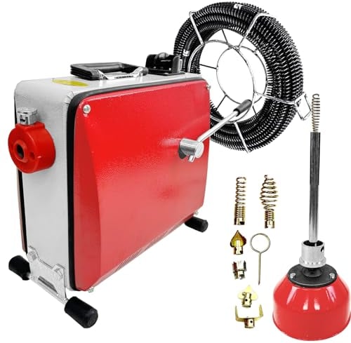 EVGTTI Elektrische Rohrreinigungsmaschine, 500W Rohrreiniger, Rohrreinigungsspirale 20m, geeignet für Ø20-300 mm Rohrleitungen, Abflussreiniger Bad Küche