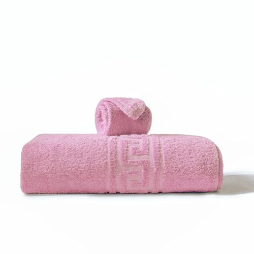 nice homeit Set Asciugamano e Cappuccio Asciugacapelli Made in Italy - Cotone di Alta Qualità, Adatto a Tutta la Famiglia, Super Morbido, Non Irritante per la Pelle,Rosa
