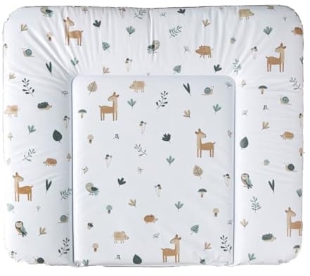 Rotho Babydesign Wickelauflage breit (85 x 72 cm) - wickelauflage - wickeltischauflage - abwaschbar - wickelmatte - wasserdicht - Motiv Waldtiere