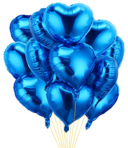 Herz Folienballon Blau 20 Stück,Herz Helium Luftballons,Heliumballon Herzen,Herzluftballons,Herzform Folienluftballon Herzballons Geeignet für Geburtstag Hochzeit Verlobung Brautdusche Valentinstag