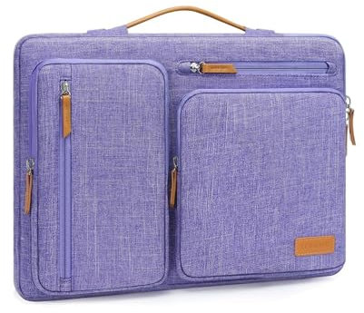 MOSISO 360 Protective Laptop Case 13.3 inch, 13-13.3 inch Laptop Sleeve Compatible with MacBook Air/Pro 13/Pro 14, HP Dell Acer ASUS, Side Open Carrying Case with 4 Zipper Pockets&Handle, Purple