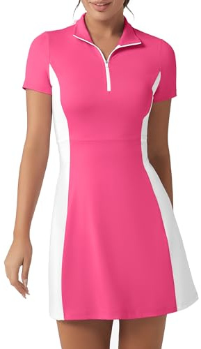 FKEEP Robe de tennis de golf avec short pour femme - Col polo - Robe athlétique athlétique sans manches - Robe de golf décontractée sans manches